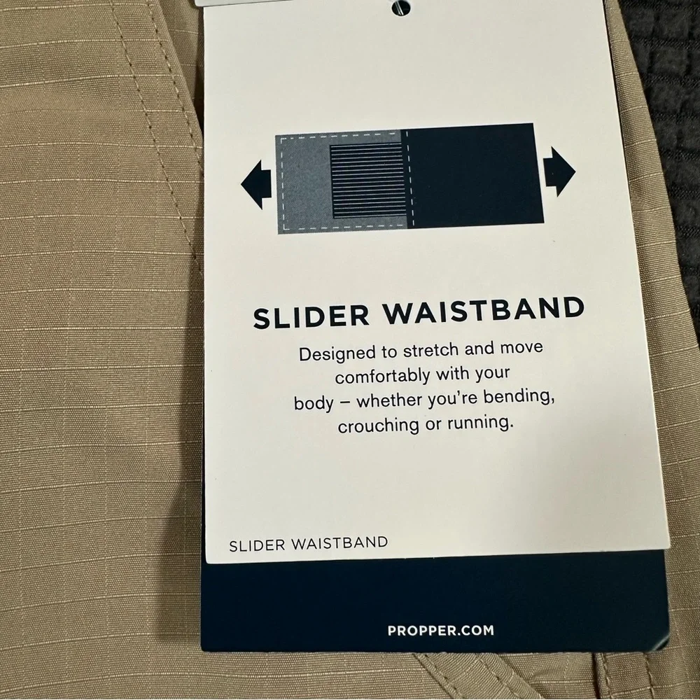 Propper Edgetec Tactical Pants Khaki 36x32 Slider Waist DWR Ripstop Mens - Picture 4 of 10